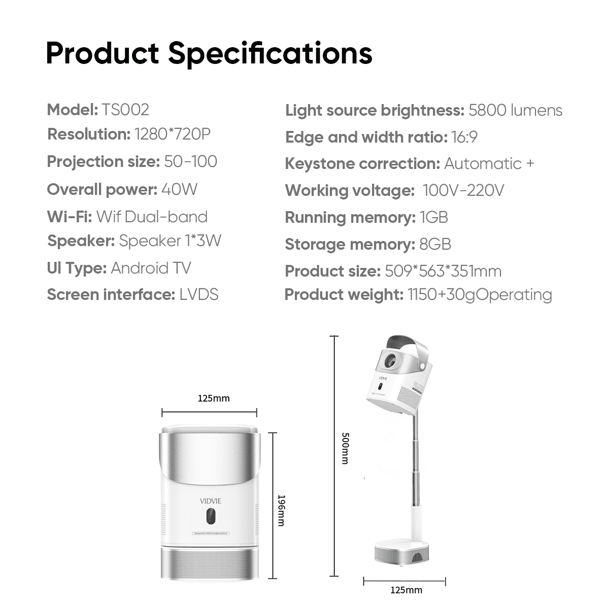 Vidvie TS002 Ağıllı HD Proyektor - Image 19